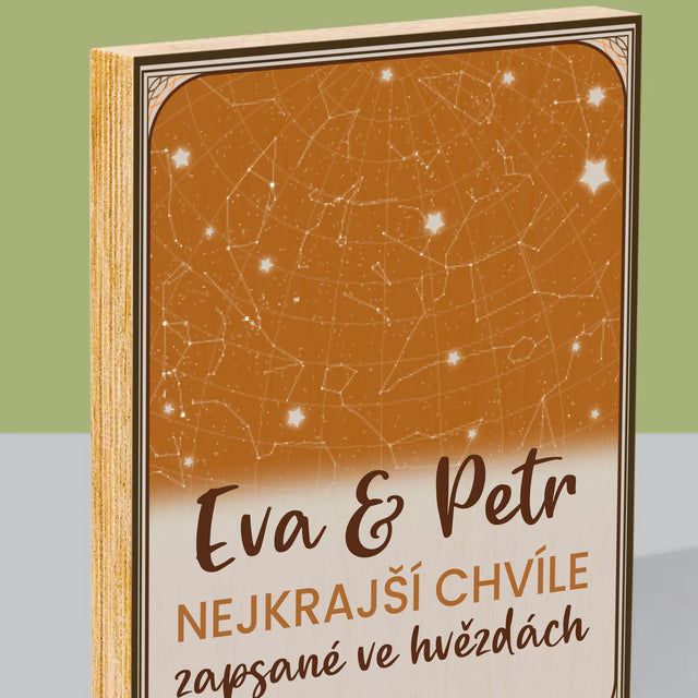 Hvězdná Mapa: Hvězdná Mapa: Nejkrásnější Chvíle - Tisk Na Dřevo