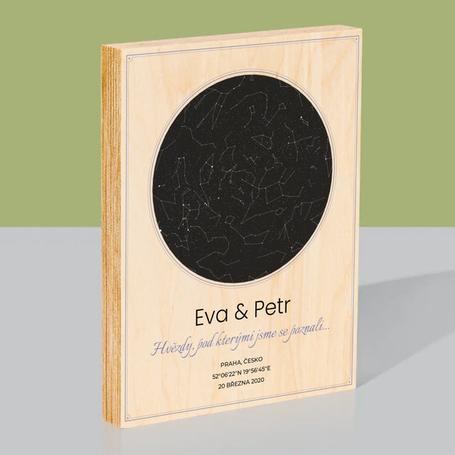Hvězdná Mapa: Hvězdná Mapa: Pod Hvězdami - Tisk Na Dřevo