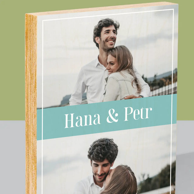 Fotokoláž: Pár Jména - Tisk Na Dřevo