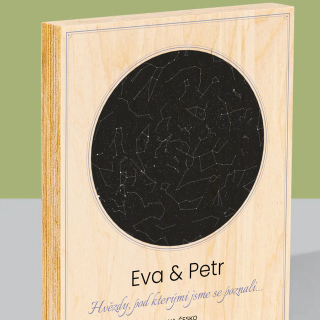 Hvězdná Mapa: Hvězdná Mapa: Pod Hvězdami - Tisk Na Dřevo