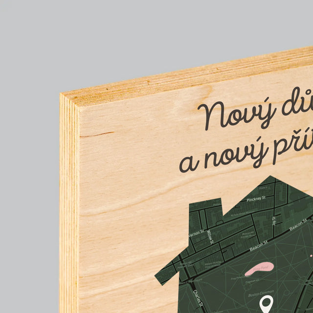 Mapa Města: Mapa Města: Nový Dům - Tisk Na Dřevo