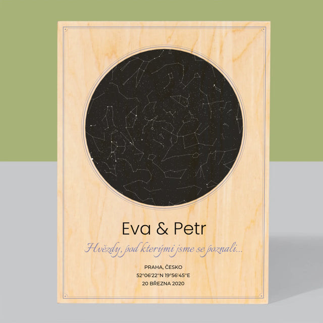 Hvězdná Mapa: Hvězdná Mapa: Pod Hvězdami - Tisk Na Dřevo