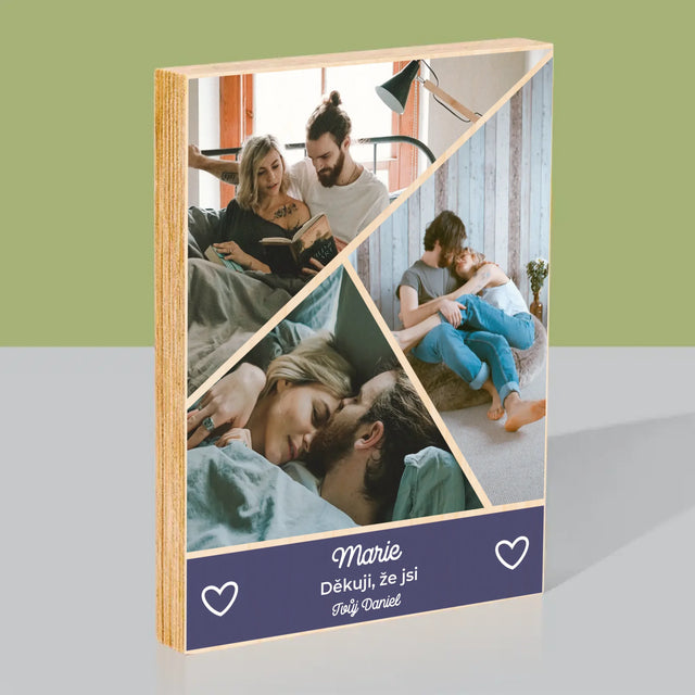 Fotokoláž: Děkuji, Že Jsi - Tisk Na Dřevo