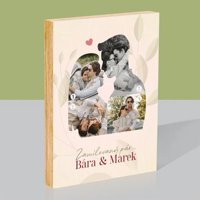 Tvar Z Fotek: Zamilovaný Pár - Tisk Na Dřevo