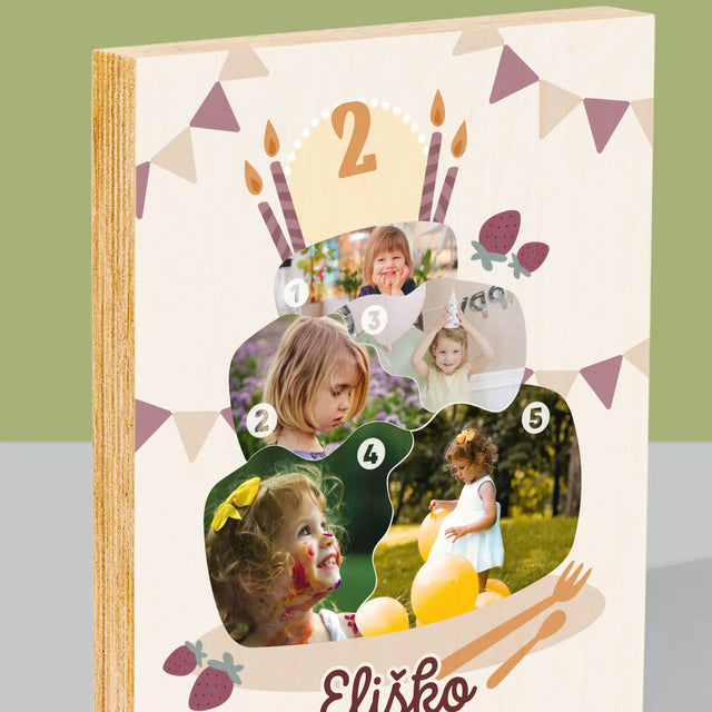 Tvar Z Fotek: Narozeninový Dort - Tisk Na Dřevo