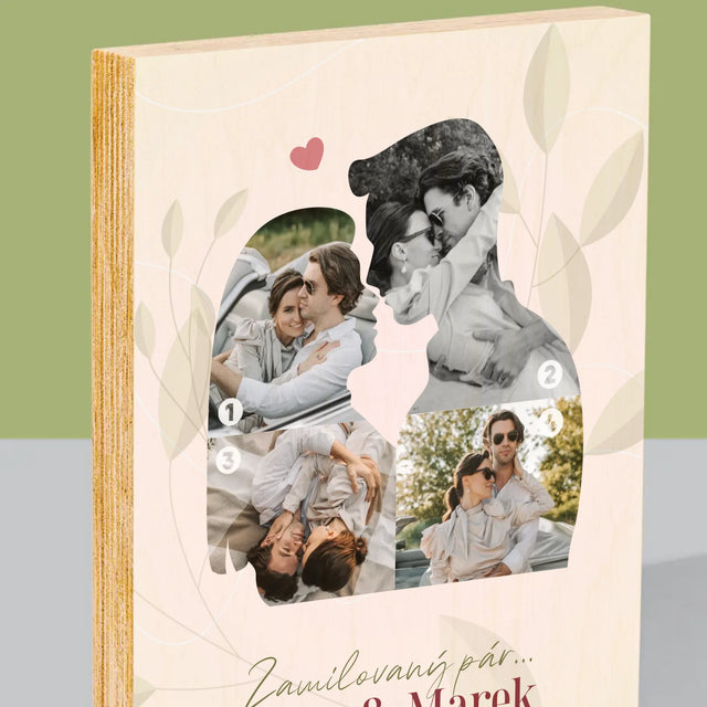 Tvar Z Fotek: Zamilovaný Pár - Tisk Na Dřevo