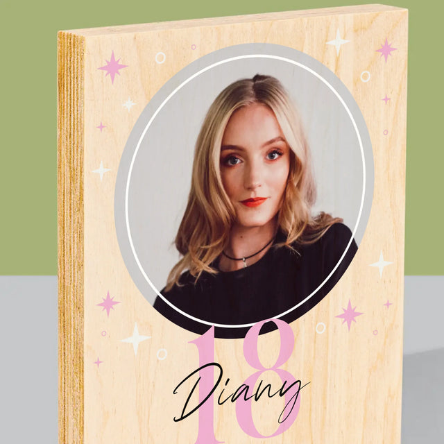 Fotka A Textem: 18 Hvězdiček - Tisk Na Dřevo