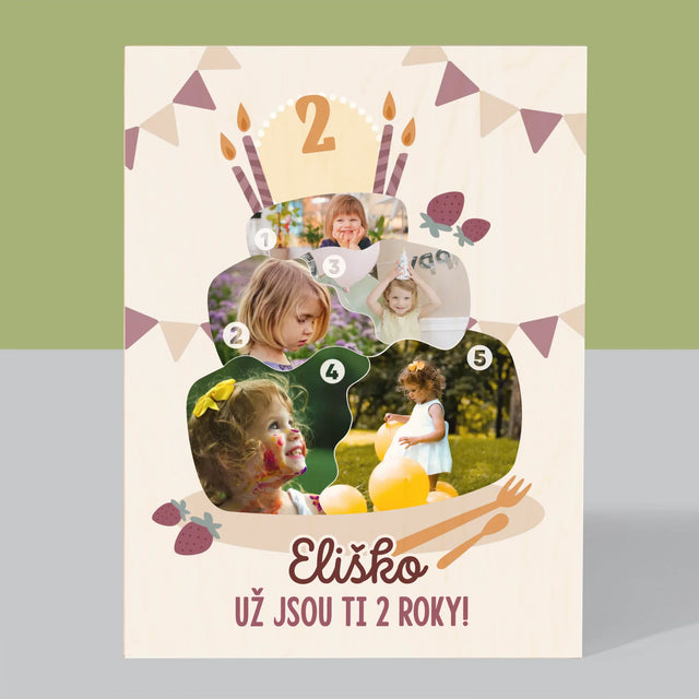 Tvar Z Fotek: Narozeninový Dort - Tisk Na Dřevo