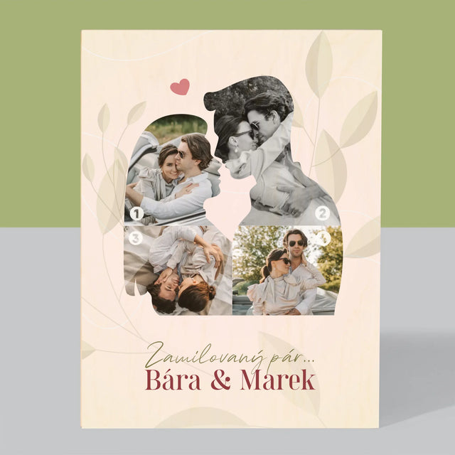 Tvar Z Fotek: Zamilovaný Pár - Tisk Na Dřevo