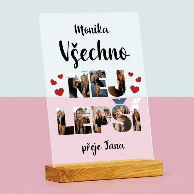 Slovo Z Fotek: Všechno Nejlepší - Tisk Na Akrylovém Skle