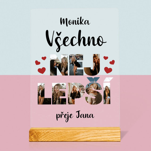Slovo Z Fotek: Všechno Nejlepší - Tisk Na Akrylovém Skle