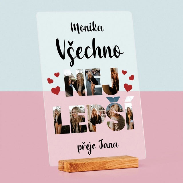 Slovo Z Fotek: Všechno Nejlepší - Tisk Na Akrylovém Skle