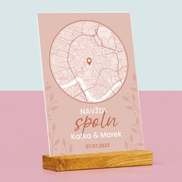 Mapa Města: Navždy Spolu - Mapa Města - Tisk Na Akrylovém Skle