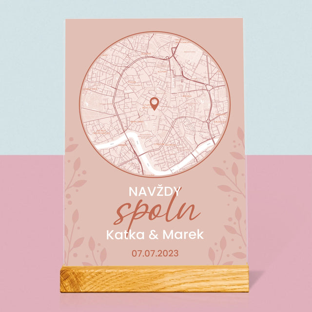 Mapa Města: Navždy Spolu - Mapa Města - Tisk Na Akrylovém Skle