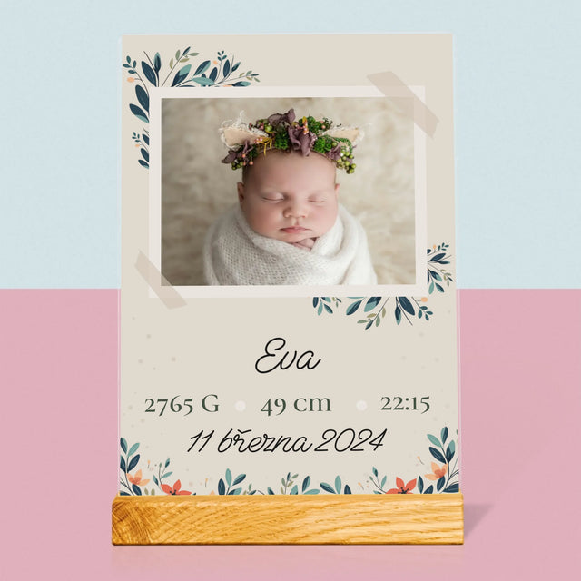 Údaje O Narození Ditěte: Údaje O Narození Květiny - Tisk Na Akrylovém Skle