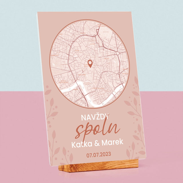 Mapa Města: Navždy Spolu - Mapa Města - Tisk Na Akrylovém Skle