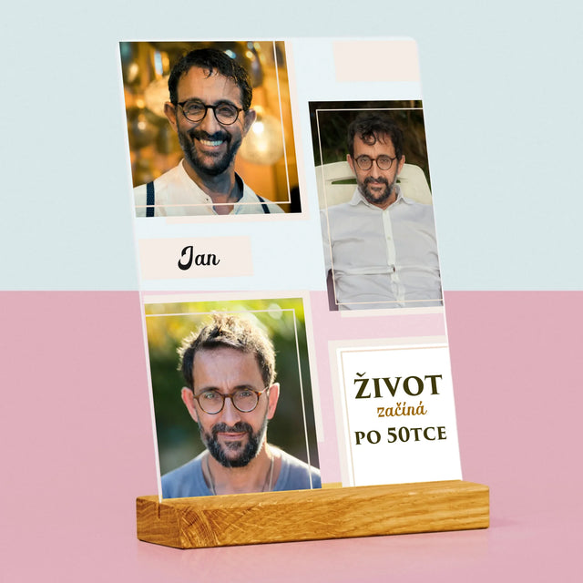 Fotokoláž: Život Začíná Po 50Tce - Tisk Na Akrylovém Skle