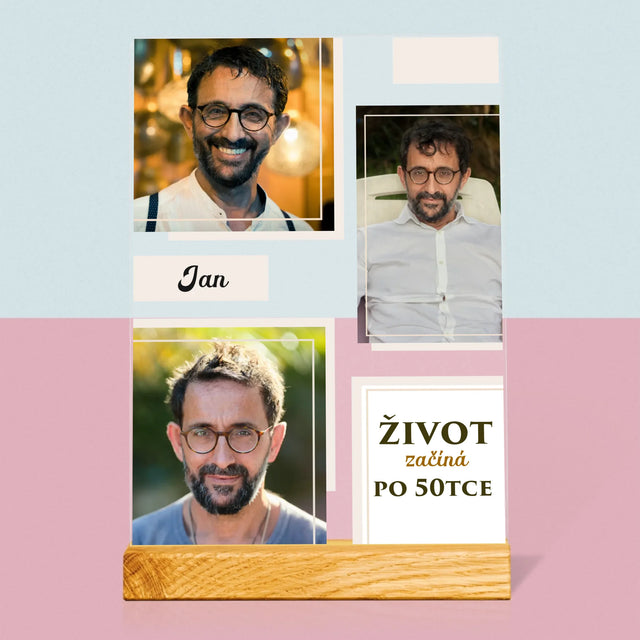Fotokoláž: Život Začíná Po 50Tce - Tisk Na Akrylovém Skle