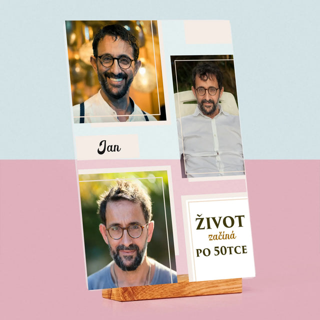 Fotokoláž: Život Začíná Po 50Tce - Tisk Na Akrylovém Skle