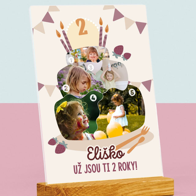 Tvar Z Fotek: Narozeninový Dort - Tisk Na Akrylovém Skle