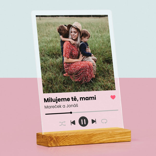 Fotka A Textem: Milujeme Tě, Mami - Tisk Na Akrylovém Skle