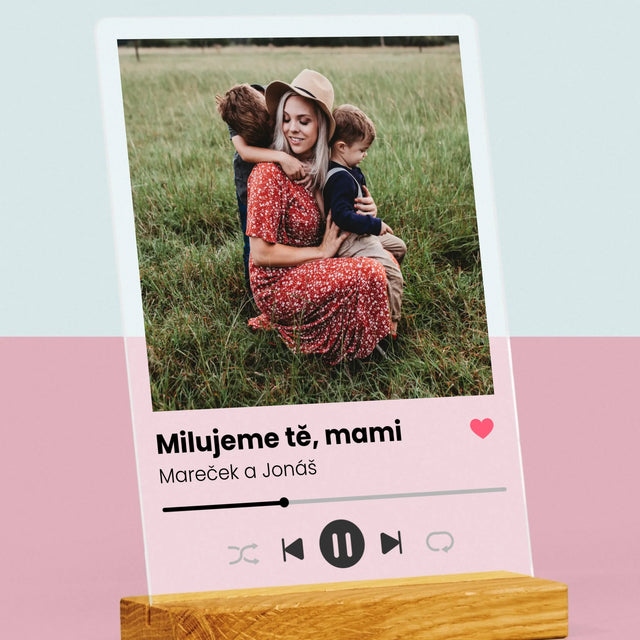 Fotka A Textem: Milujeme Tě, Mami - Tisk Na Akrylovém Skle