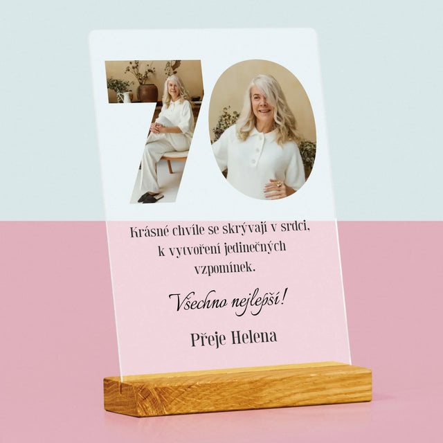 Slovo Z Fotek: 70. Narozeniny - Tisk Na Akrylovém Skle
