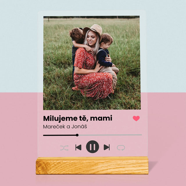 Fotka A Textem: Milujeme Tě, Mami - Tisk Na Akrylovém Skle