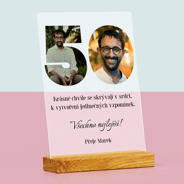 Slovo Z Fotek: 50. Narozeniny - Tisk Na Akrylovém Skle