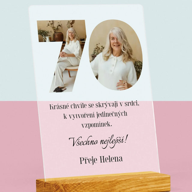 Slovo Z Fotek: 70. Narozeniny - Tisk Na Akrylovém Skle