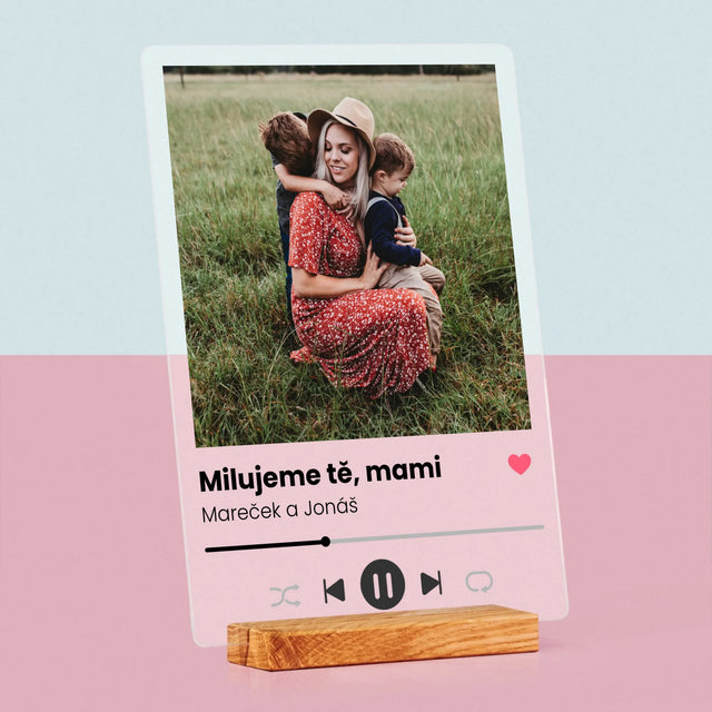 Fotka A Textem: Milujeme Tě, Mami - Tisk Na Akrylovém Skle