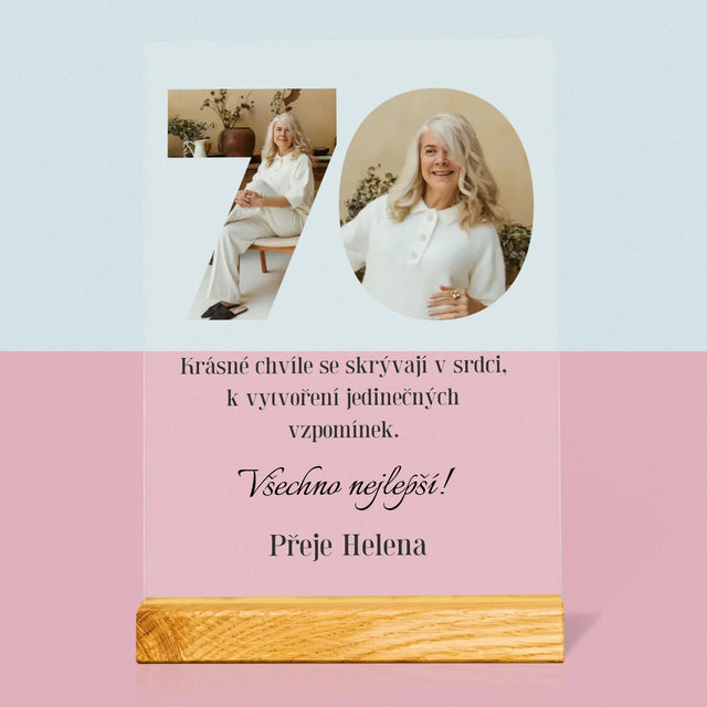 Slovo Z Fotek: 70. Narozeniny - Tisk Na Akrylovém Skle