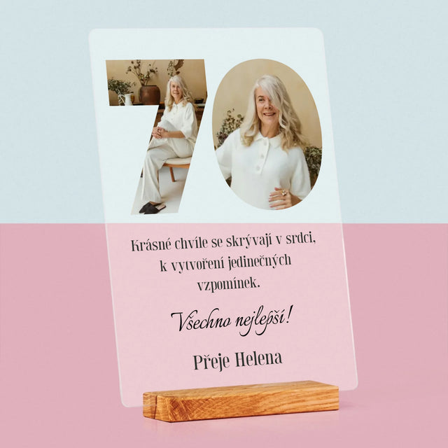 Slovo Z Fotek: 70. Narozeniny - Tisk Na Akrylovém Skle