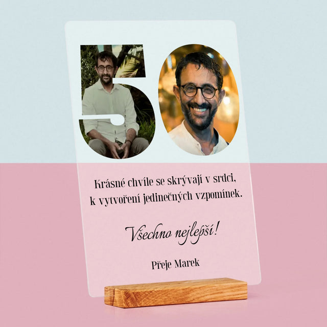 Slovo Z Fotek: 50. Narozeniny - Tisk Na Akrylovém Skle