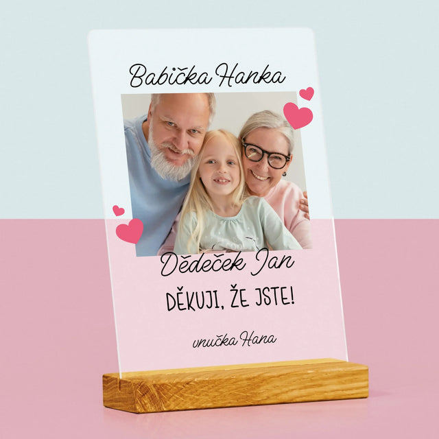 Fotka A Textem: Poděkování Pro Prarodiče - Tisk Na Akrylovém Skle
