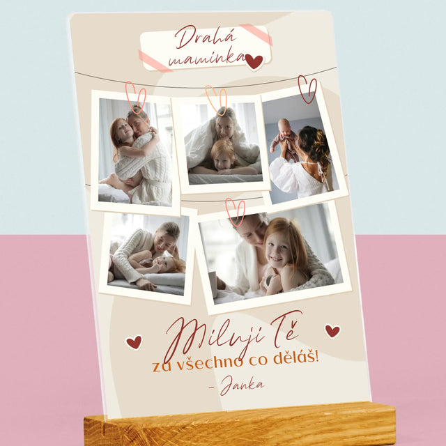 Fotokoláž: Miluji Tě Mami - Tisk Na Akrylovém Skle