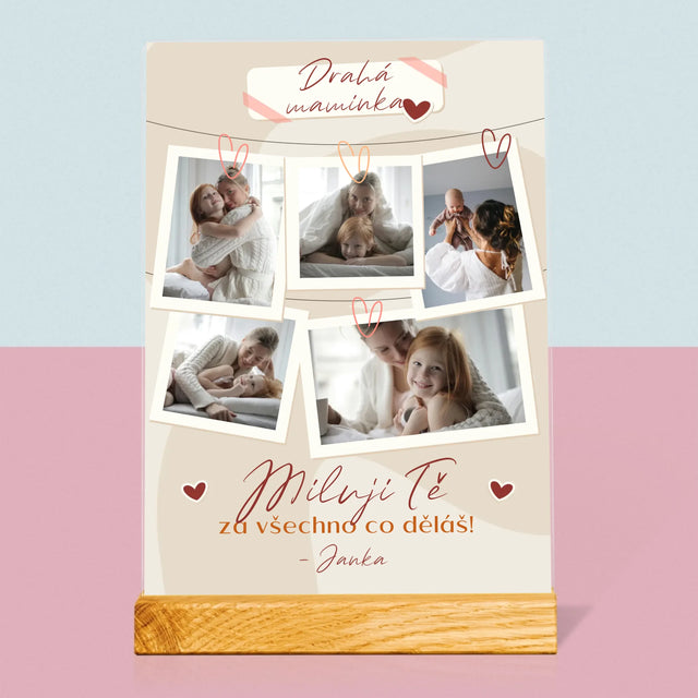 Fotokoláž: Miluji Tě Mami - Tisk Na Akrylovém Skle