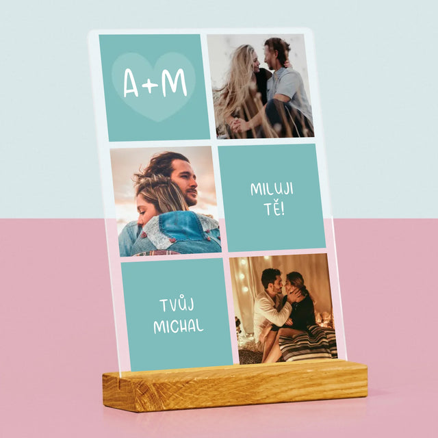 Fotokoláž: Miluji Tě Iniciály - Tisk Na Akrylovém Skle