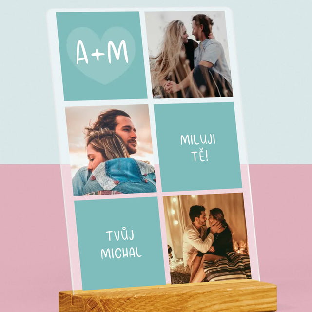 Fotokoláž: Miluji Tě Iniciály - Tisk Na Akrylovém Skle