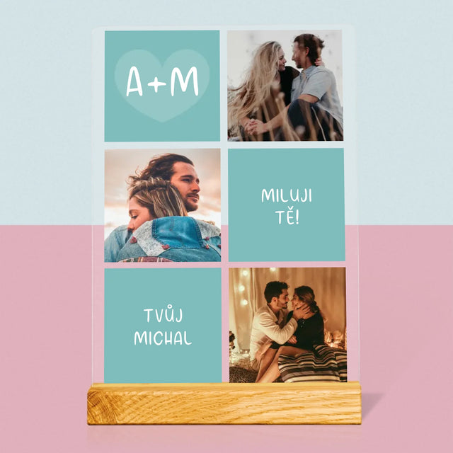 Fotokoláž: Miluji Tě Iniciály - Tisk Na Akrylovém Skle