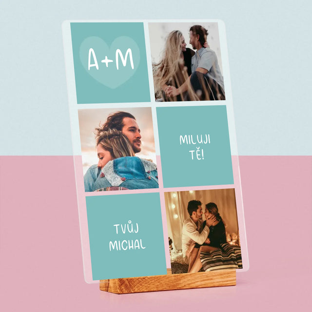 Fotokoláž: Miluji Tě Iniciály - Tisk Na Akrylovém Skle