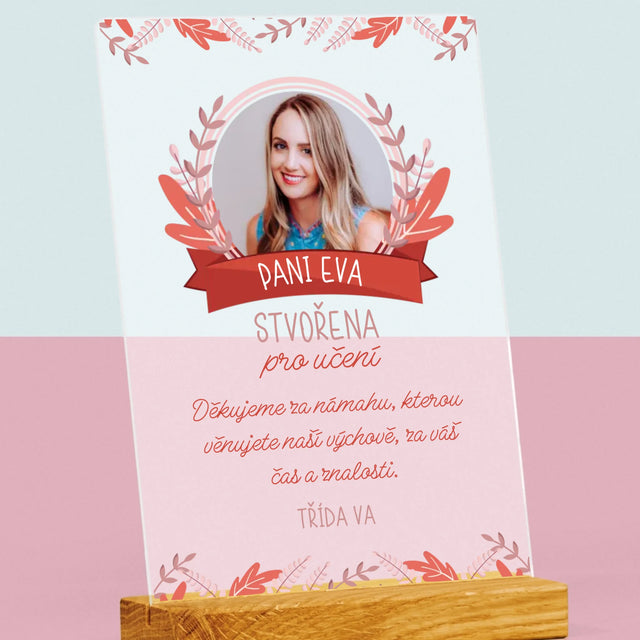 Fotka A Textem: Stvořena Pro Učení - Tisk Na Akrylovém Skle