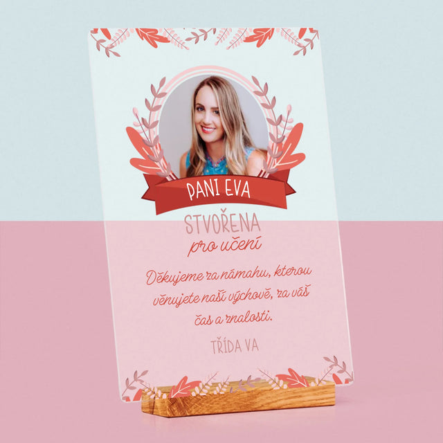 Fotka A Textem: Stvořena Pro Učení - Tisk Na Akrylovém Skle