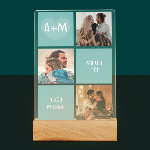 Fotokoláž: Miluji Tě Iniciály - Tisk Na Akrylovém Skle