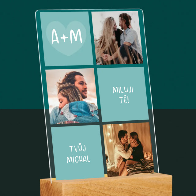 Fotokoláž: Miluji Tě Iniciály - Tisk Na Akrylovém Skle