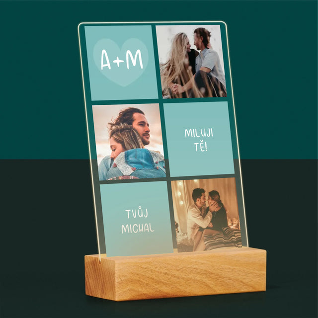 Fotokoláž: Miluji Tě Iniciály - Tisk Na Akrylovém Skle