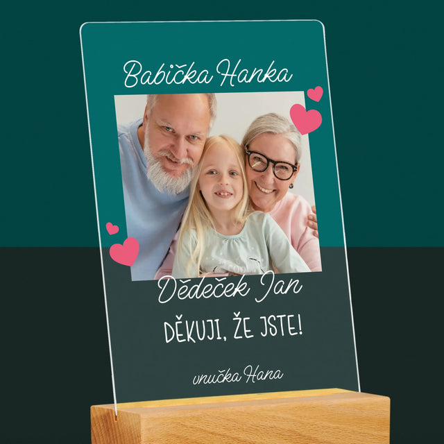 Fotka A Textem: Poděkování Pro Prarodiče - Tisk Na Akrylovém Skle