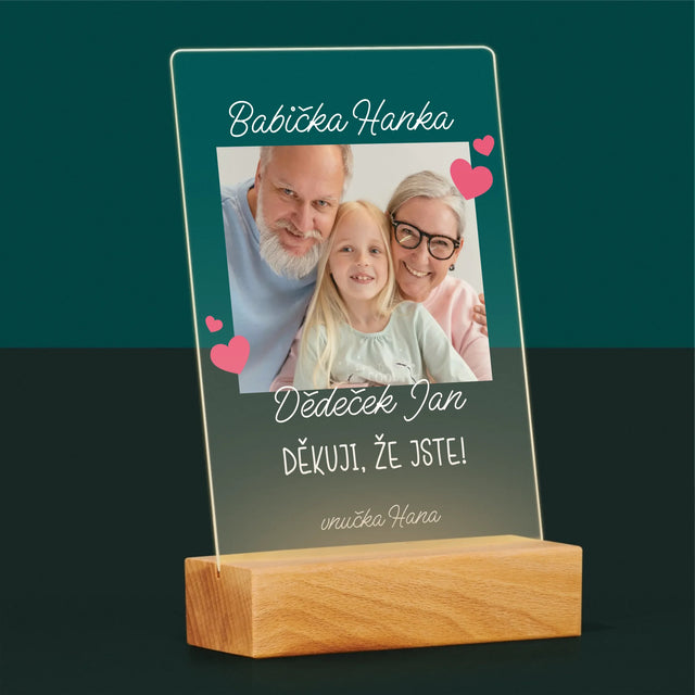 Fotka A Textem: Poděkování Pro Prarodiče - Tisk Na Akrylovém Skle