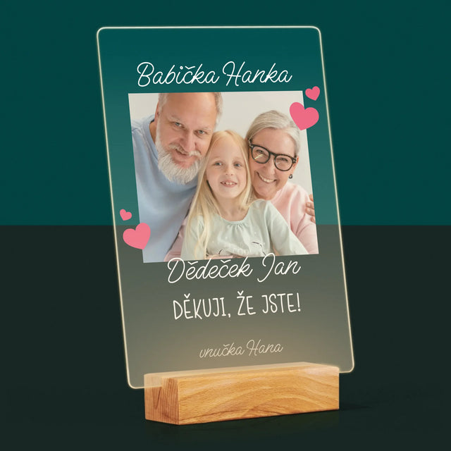 Fotka A Textem: Poděkování Pro Prarodiče - Tisk Na Akrylovém Skle