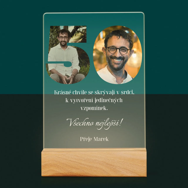 Slovo Z Fotek: 50. Narozeniny - Tisk Na Akrylovém Skle